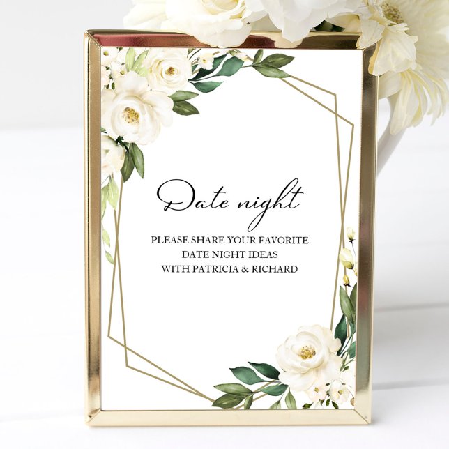 Grünes Blumen-Hochzeitsdusche-Date-Night-Glas-Schi Poster (Von Creator hochgeladen)