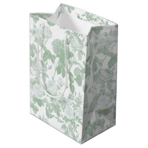 Grünes Blumen-Rosen-Französisches Chinoiserie-Must Mittlere Geschenktüte