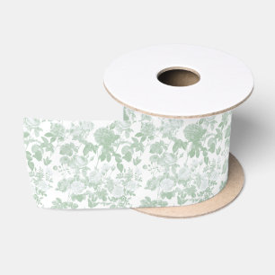 Grünes Blumen-Rosen-Französisches Chinoiserie-Must Satinband
