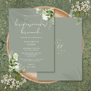 Grünes Blumen-Sage-Grün-Brautjungfern-Brunch Einladung