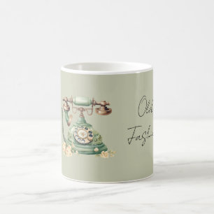 Grünes Blumen-Telefon im alten Stil Kaffeetasse