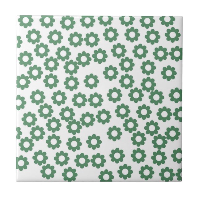 Grünes Blumen Y2K-Muster Fliese (Vorderseite)
