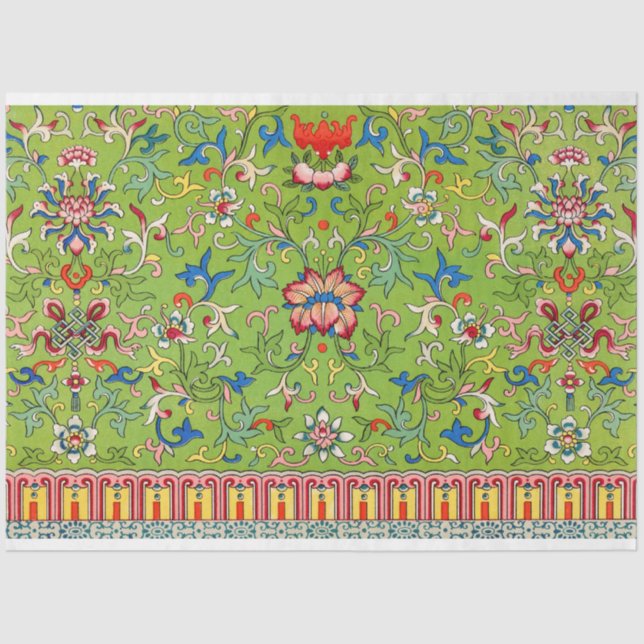 Grünes Blumendekutangewebe Seidenpapier (Vorderseite)