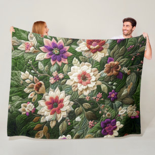 Grünes Blumendesign Fleecedecke