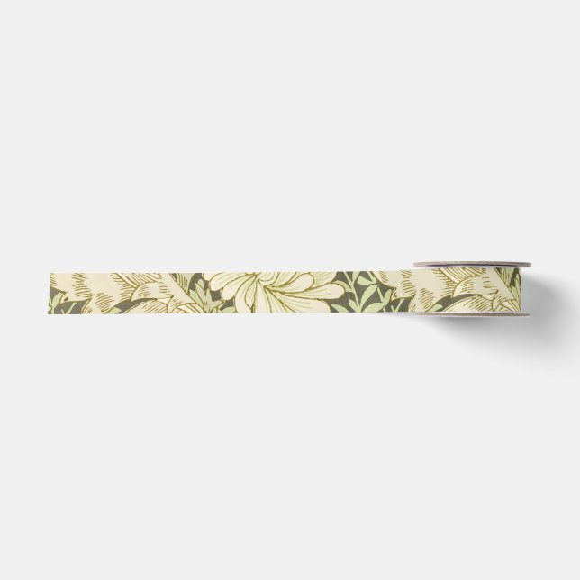 Grünes Blumendesign von Wm Morris Satinband (Vorderseite)
