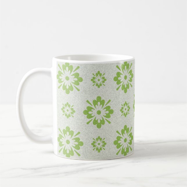 Grünes Blumenformen-Muster Kaffeetasse (Links)