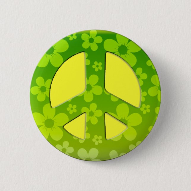 GRÜNES BLUMENfriedenszeichen Button (Vorderseite)