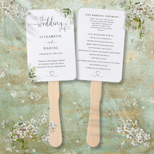Grünes Blumenherz Schrift Hochzeitsprogramm Fächer