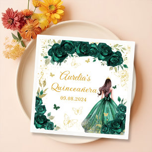 Grünes Blumenkleid Prinzessin Quinceanera Serviette