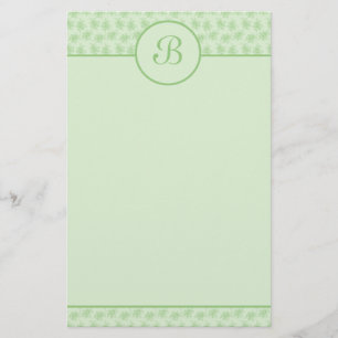 Grünes Blumenmonogramm-Initialen-Briefpapier Briefpapier