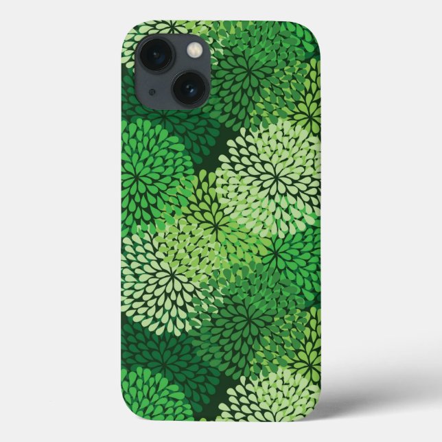 Grünes Blumenmuster Case-Mate iPhone Hülle (Rückseite)