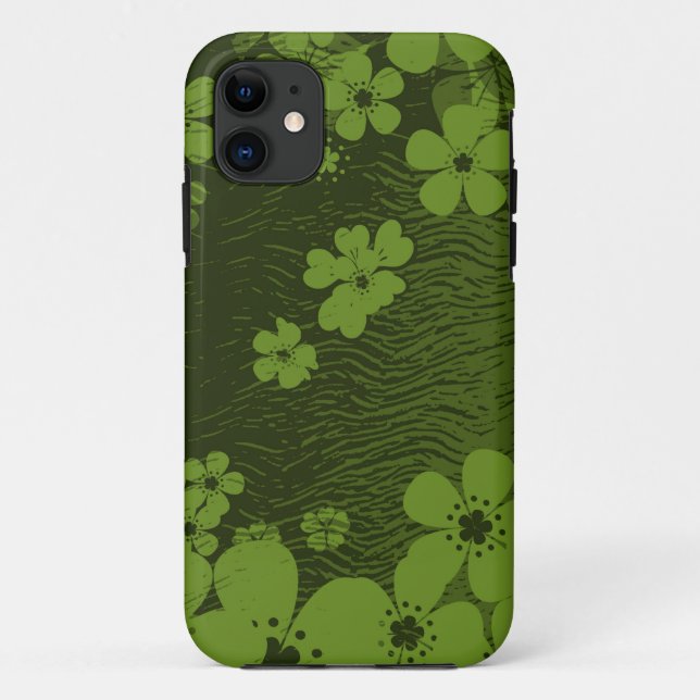 Grünes Blumenmuster Case-Mate iPhone Hülle (Rückseite)