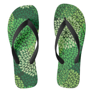 Grünes Blumenmuster Flip Flops