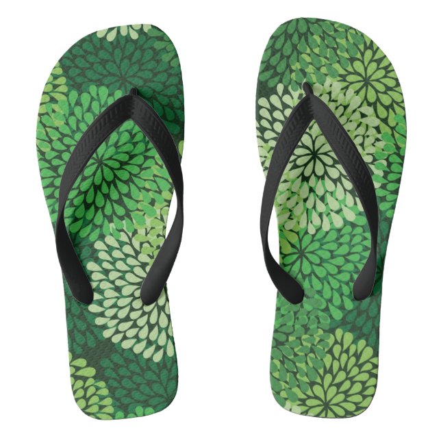 Grünes Blumenmuster Flip Flops (Fußbett)