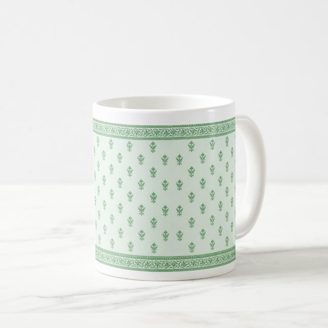 Grünes Blumenmuster  Kaffeetasse (VorderseiteRechts)