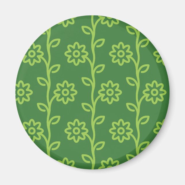 Grünes Blumenmuster Magnet (Vorne)