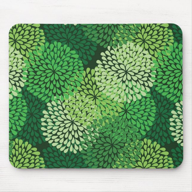 Grünes Blumenmuster Mousepad (Vorne)