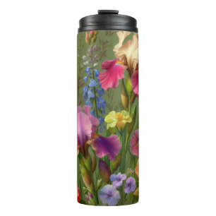 Grünes Blumenmuster-Reise-Tumbler-Tasse Thermosbecher
