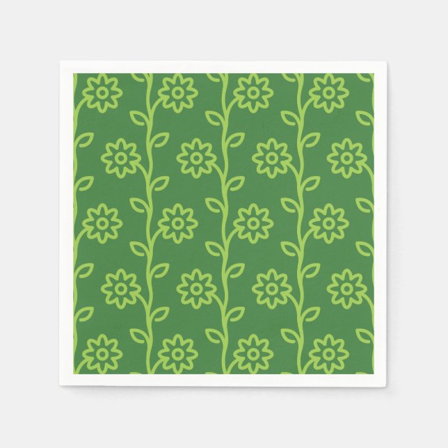 Grünes Blumenmuster Serviette (Vorderseite)