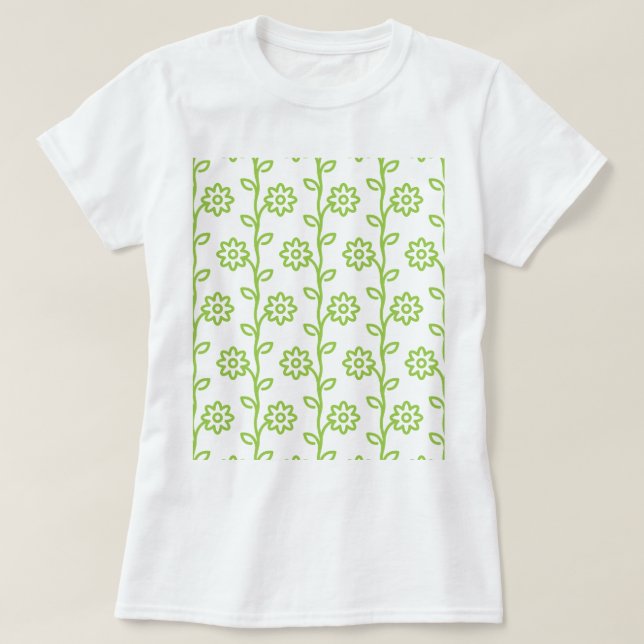 Grünes Blumenmuster T-Shirt (Design vorne)