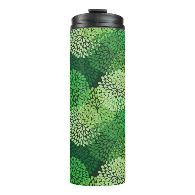 Grünes Blumenmuster Thermosbecher (Vorderseite)