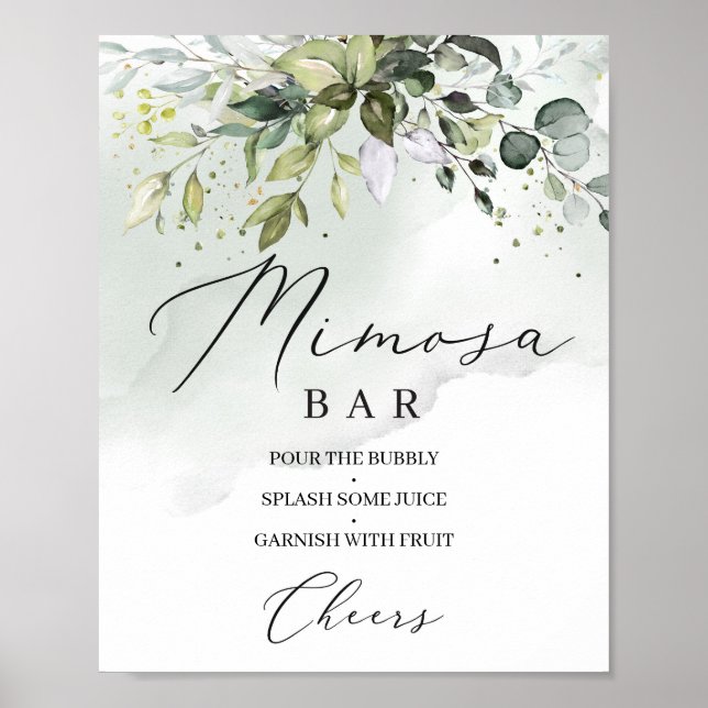 Grünes boho foliage eucalyptus mimosa Bar Poster (Vorne)