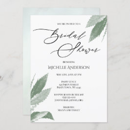 Grünes Botanisches Blätter Brautparty Einladung