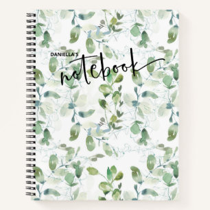 Grünes botanisches Blattwerk Aquarell Notizbuch