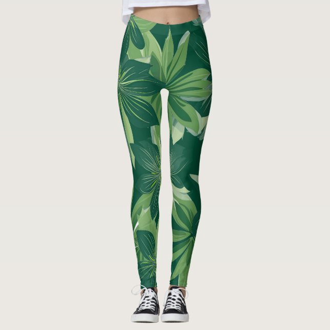 Grünes botanisches Leaf-Leggings Leggings