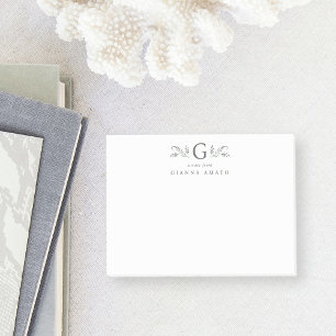 Grünes Botanisches Monogramm und Name Post-it Klebezettel