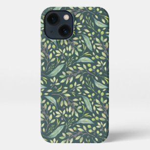 Grünes Botanisches Muster des zarten Frühlings iPhone 13 Hülle