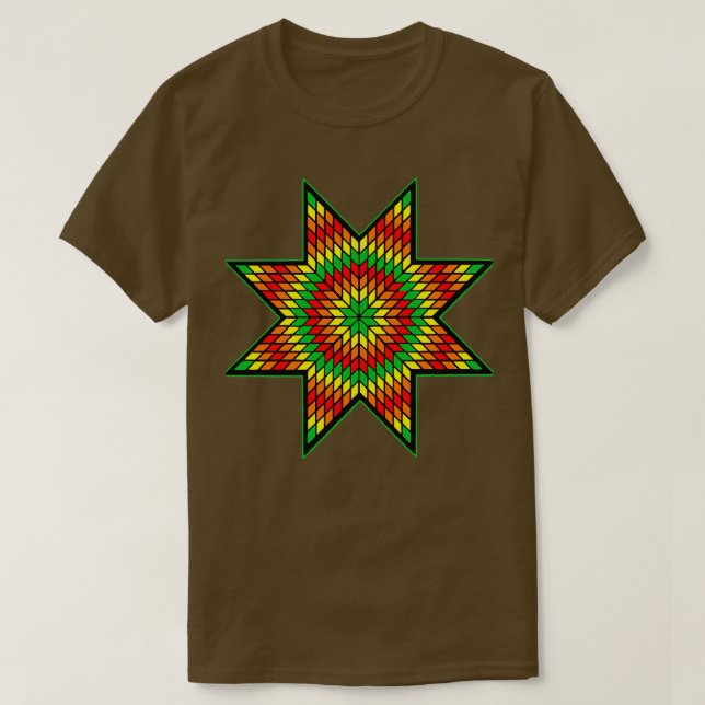 Grünes Brandfarben - amerikanisches StarQuilt-Desi T-Shirt (Design vorne)