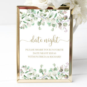 Grünes Brautparty-Date-Night-Glas-Schild Poster