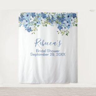 Grünes Brautparty mit blauer Blume Hintergrund Wandteppich