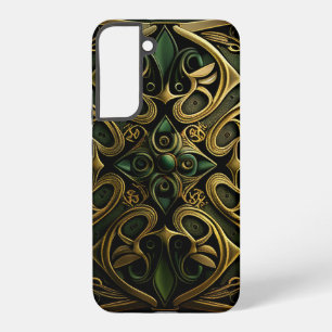 Grünes Bronze-Ornament-Karo-Dekorationsmuster Samsung Galaxy Hülle
