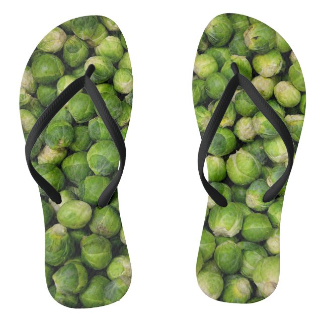 Grünes Brüsseler Gemüsemuster Flip Flops (Fußbett)