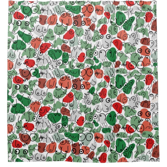 grünes Brustdesign Duschvorhang (Vorderseite)