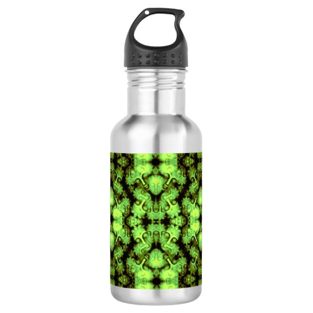 Grünes Buddha-Kaleidoskop Trinkflasche (Vorderseite)