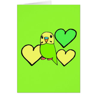 Grünes Budgie mit Herzen