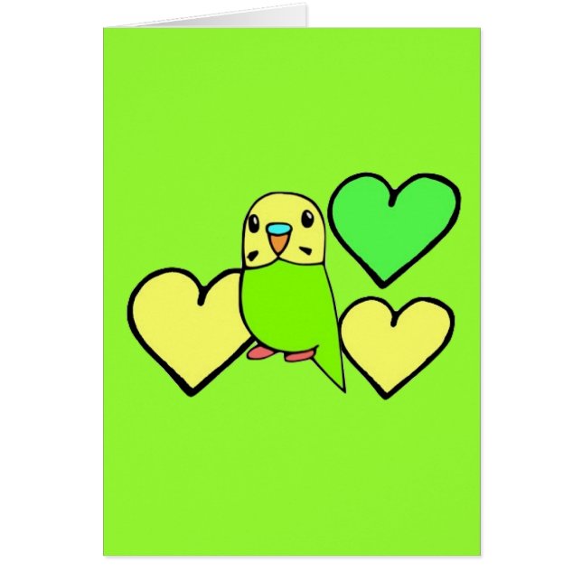 Grünes Budgie mit Herzen (Vorne)