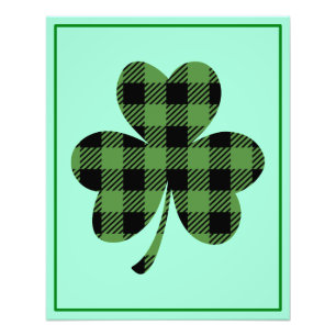 Grünes Buffalo-Kariert-Shamrock-Kleeblatt-Design-6 Fotodruck