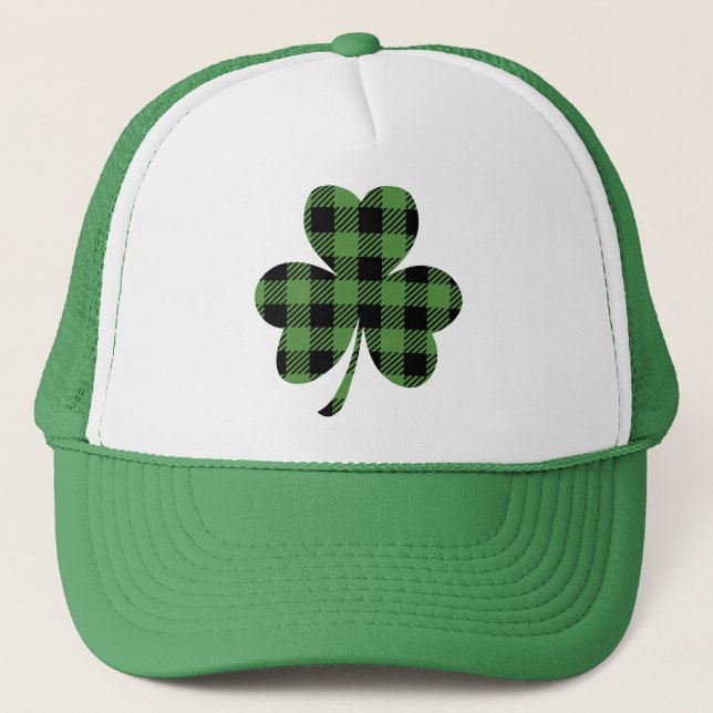 Grünes Büffel-Karo Design-61104 Truckerkappe (Vorderseite)