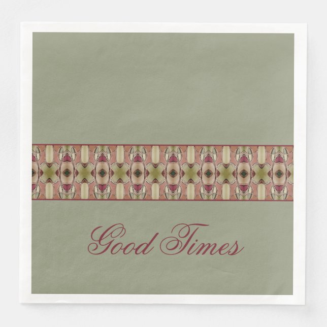 Grünes Burgund und Beige Serviette (Vorderseite)