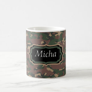 Grünes Camouflage-Gewohnheits-Monogramm TANs Brow Tasse
