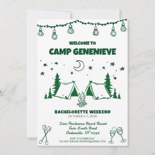 Grünes Camping-Junggesellinnen-Abschiedswochenende Einladung