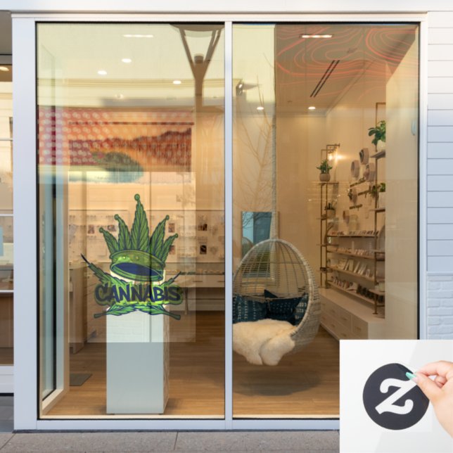 grünes Cannabis-Kronlogo-angesagt-Hopfenstil Fensteraufkleber (Schaufenster)