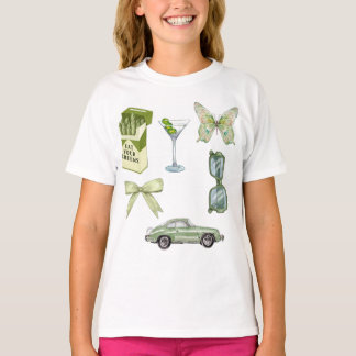Grünes Coquette-Ästhetik-Sticker-Set | Vintage-Aut T-Shirt