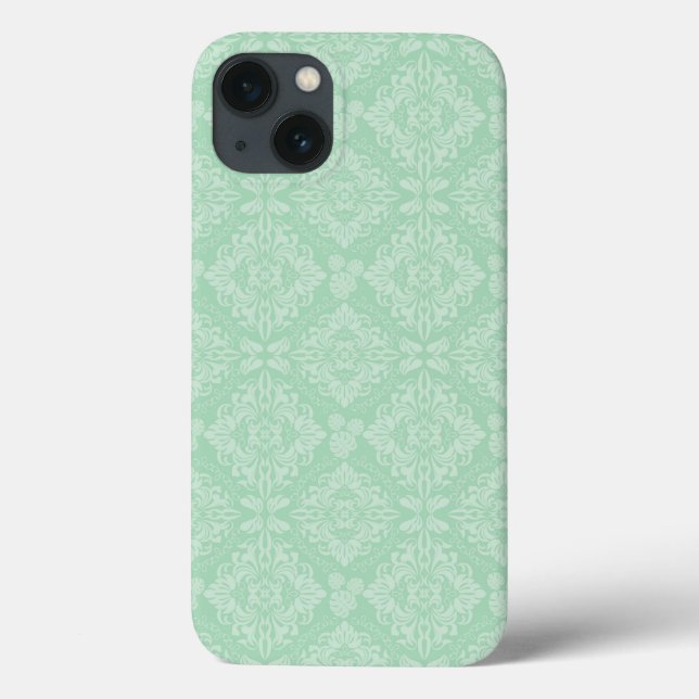 Grünes Damastmuster Case-Mate iPhone Hülle (Rückseite)