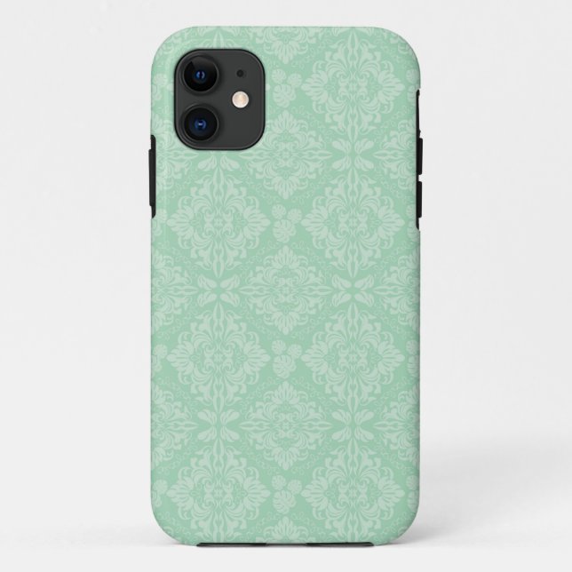 Grünes Damastmuster Case-Mate iPhone Hülle (Rückseite)