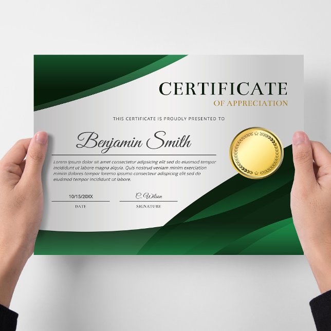 Grünes Dankesurkunde Auszeichnung Flyer (Certificate Award)